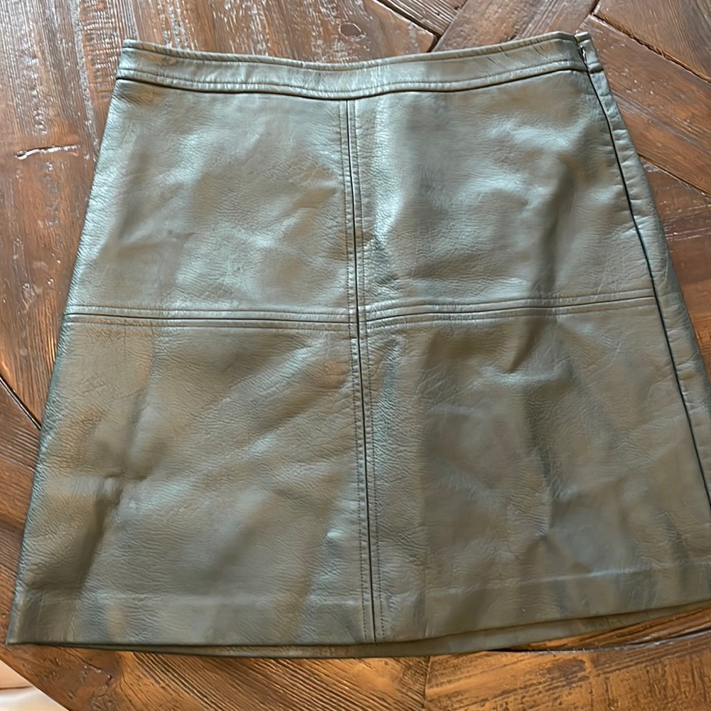 Hunter Green Leather mini Skirt the Limited size 2